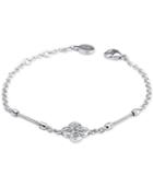 Le Fleur Sterling Silver Bracelet With White Topaz And Stainless Steel Cable