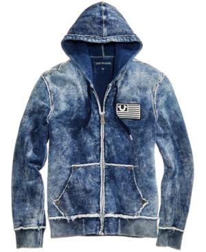 True Religion Men's Decayed Raw Edge Full-zip Hoodie