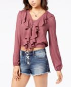 American Rag Juniors' Lace-up Ruffle Top, Created For Macy's