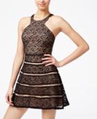 City Studios Juniors' Lace Illusion Fit & Flare Party Dress