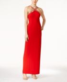 Calvin Klein Beaded X-front Crepe Gown