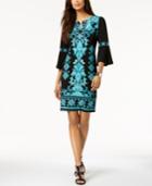 Jm Collection Printed Bell-sleeve Dress, Created For Macy's