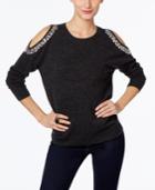 Inc International Concepts Embellished Cold-shoulder Sweater, Created For Macy's