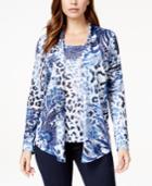 Jm Collection Petite Embellished Print Layered Look Top, Only At Macy's