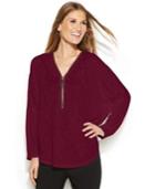 Alfani Petite Dolman-sleeve Zip-front Top