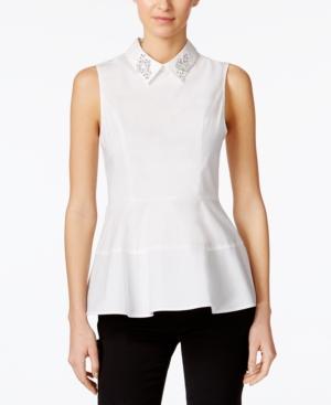 Cece Embellished Peplum Shirt