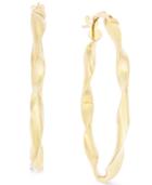 Ribbon Oval Hoop Earrings In 10k Gold