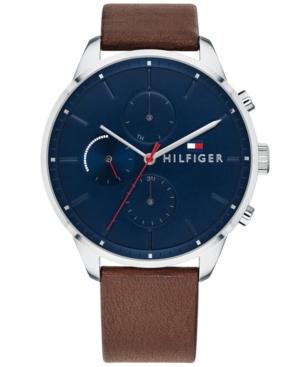 Tommy Hilfiger Men's Dark Brown Leather Strap Watch 44mm