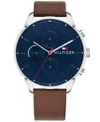 Tommy Hilfiger Men's Dark Brown Leather Strap Watch 44mm