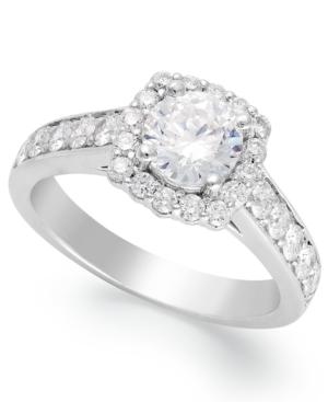 Diamond Ring, 14k White Gold Square-shaped Diamond Halo Ring (1-1/2 Ct. T.w.)