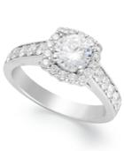 Diamond Ring, 14k White Gold Square-shaped Diamond Halo Ring (1-1/2 Ct. T.w.)
