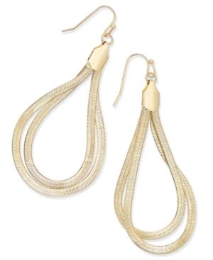 Thalia Sodi Gold-tone Flat Chain Two-loop Drop Earrings, Only At Macy's