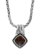 Effy Smoky Quartz (3-3/4 Ct. T.w.) And Black Diamond (1/5 Ct. T.w.) 18 Pendant Necklace In Sterling Silver And 18k Gold