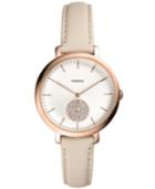 Fossil Women's Jacqueline Winter White Leather Strap Watch 36mm