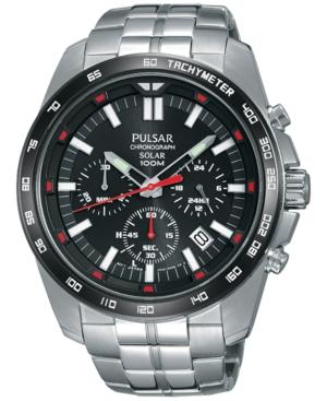 Pulsar Men's Solar Chronograph Stainless Steel Bracelet Watch 45mm Pz5005
