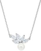 Swarovski Silver-tone Crystal & Imitation Pearl Pendant Necklace, 14-7/8 + 2 Extender