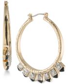 Abs By Allen Schwartz Gold-tone Crystal Studded Hoop Earrings