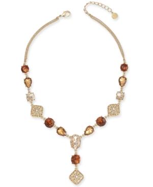 Charter Club Gold-tone Multi-stone & Crystal Lariat Necklace, 17 + 2 Extender, Created For Macy's