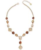 Charter Club Gold-tone Multi-stone & Crystal Lariat Necklace, 17 + 2 Extender, Created For Macy's