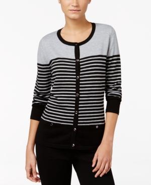 Karen Scott Colorblocked Striped Cardigan, Only At Macy's