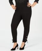 I.n.c. Plus Size Lace-up Ankle Leggings, Created For Macy's