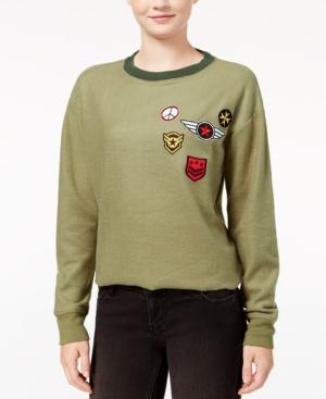 Rebellious One Juniors' Military Patch Sweatshirt