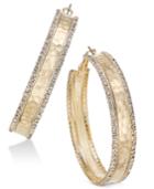 Thalia Sodi Gold-tone Hammered Crystal Hoop Earrings, Only At Macy's