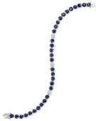 Sapphire (20 Ct. T.w.) & Diamond (1/8 Ct. T.w.) Tennis Bracelet In Sterling Silver