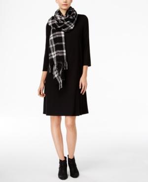Eileen Fisher Plaid Fringe Scarf