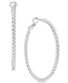 Charter Club Large Silver-tone Large Twist Hoop Earrings, 1.8, Created For Macy's