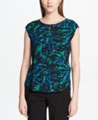 Calvin Klein Printed Cap-sleeve Blouse