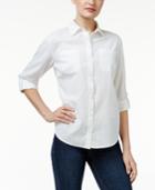 Karen Scott Petite Roll-tab Shirt, Created For Macy's