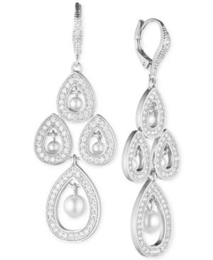 Anne Klein Imitation Pearl And Pave Chandelier Earrings