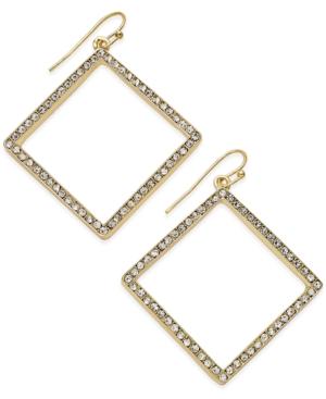 Abs By Allen Schwartz Gold-tone Crystal Pave Diamond-shape Drop Earrings