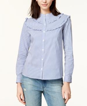 Maison Jules Ruffled Pinstripe Shirt, Created For Macy's