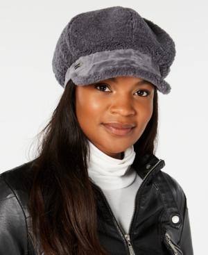 Steve Madden Fleece & Faux Suede Newsboy Cap