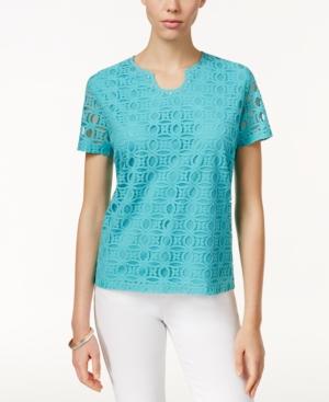 Alfred Dunner Lace-detail Short-sleeve Top