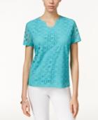 Alfred Dunner Lace-detail Short-sleeve Top