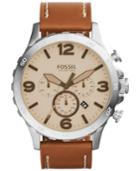 Fossil Men's Chronograph Nate Light Brown Leather Strap Watch 50mm Jr1503