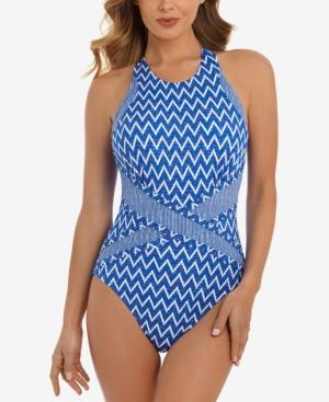 Swim Solutions Sport Printed High-neck Tummy-control One-piece Swimsuit Women's Swimsuit