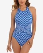 Swim Solutions Sport Printed High-neck Tummy-control One-piece Swimsuit Women's Swimsuit