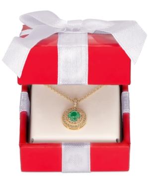 Victoria Townsend Gemstone (5/8 Ct. T.w.) And White Topaz (1/5 Ct. T.w) Double Halo Pendant Necklace In 18k Gold-plated Sterling Silver