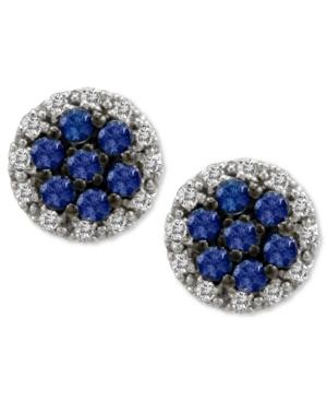 Le Vian Sapphire (5/8 Ct. T.w.) And Diamond (1/4 Ct. T.w.) Round Stud Earrings In 14k White Gold