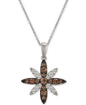 Le Vian Chocolatier Diamond Starburst 18 Pendant Necklace (3/4 Ct. T.w.) In 14k White Gold