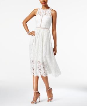 Adrianna Papell Illusion Lace Midi Dress