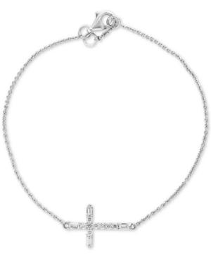 Gift By Effy Diamond East-west Cross Chain Bracelet (1/4 Ct. T.w.) In 14k White Gold