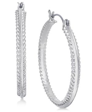 Charter Club Silver-tone Rope-edge Hoop Earrings, Created For Macy's