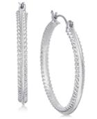 Charter Club Silver-tone Rope-edge Hoop Earrings, Created For Macy's