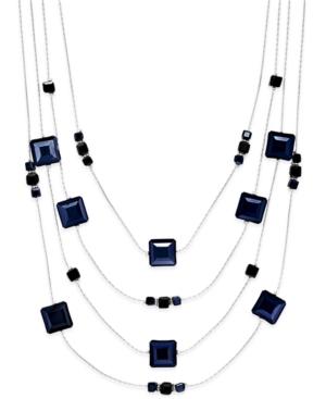 Inc International Concepts Silver-tone Jet Stone Four Layer Statement Necklace, Created For Macy's