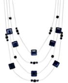 Inc International Concepts Silver-tone Jet Stone Four Layer Statement Necklace, Created For Macy's